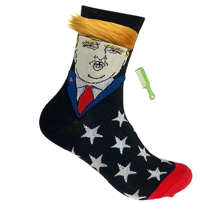 Funny Trump Unisex Socks Novelty Trump 2024 Stylish Hair Socks Perfect Trump Merchandise Gift