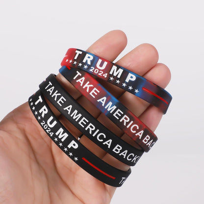 8Pcs 2024 Trump Bracelet, Donald Trump save America Again Rubber Bracelets In...