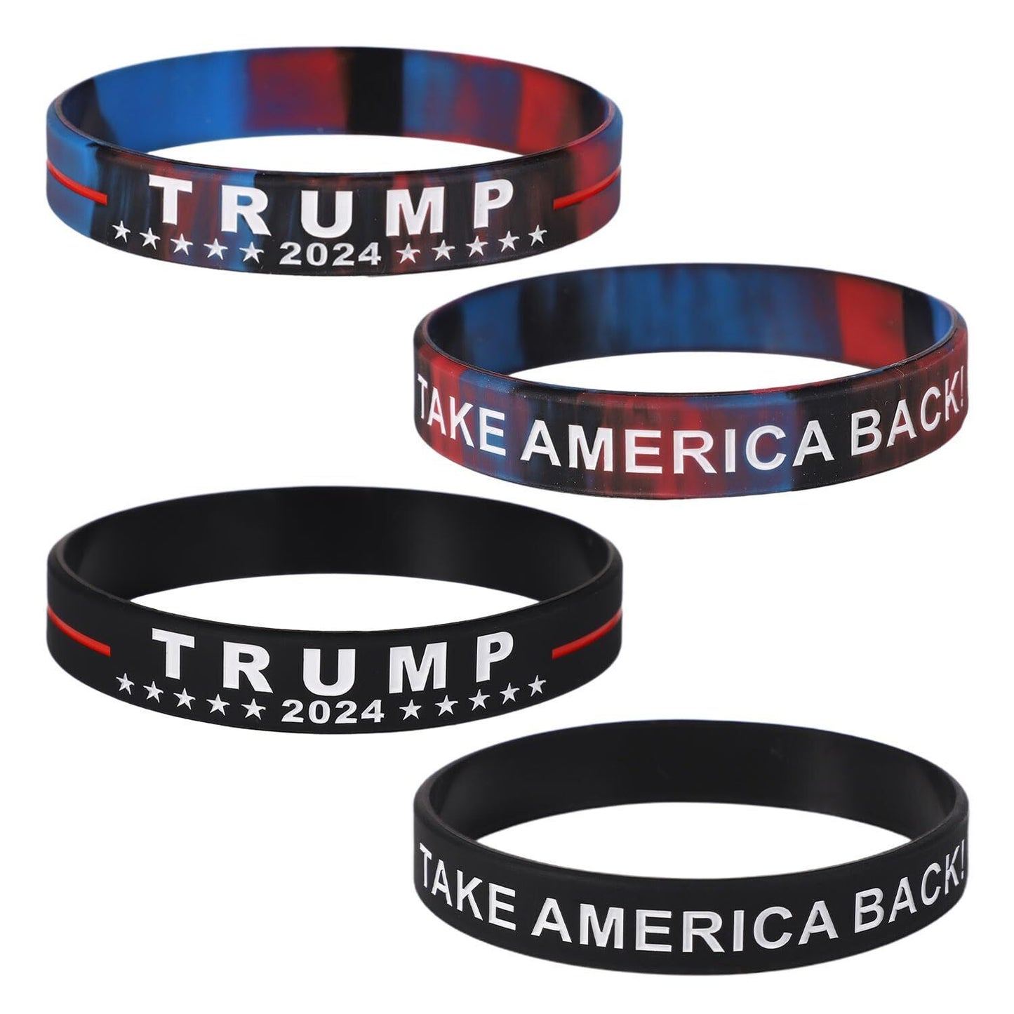 8Pcs 2024 Trump Bracelet, Donald Trump save America Again Rubber Bracelets In...